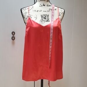 Womens Coral Satin/Silky Lined Camisole Top Adj.Straps Layering Essential Sz.L